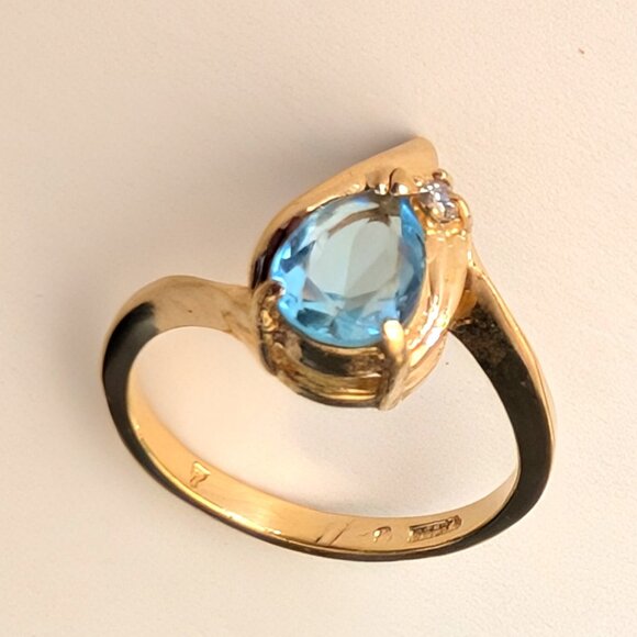 Aquamarine stone and faux diamond ring - Picture 8 of 9